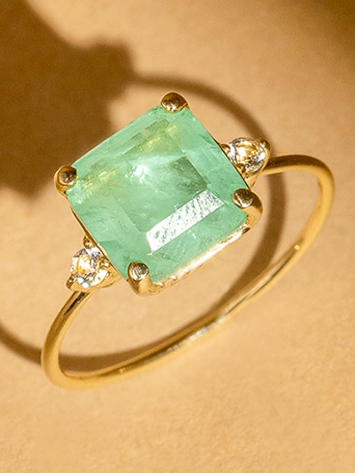 OR ÉCLAT Złoty pierścionek "Espoir" z kwarcem i topazem rozmiar: 48