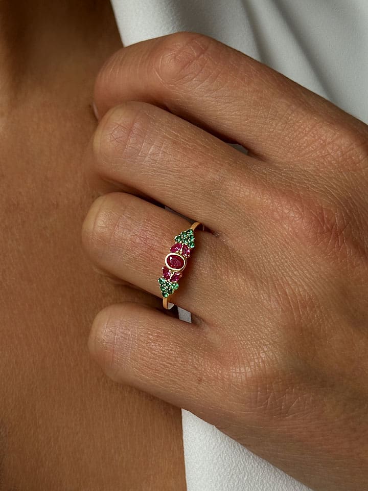 Les Petites Précieuses Pozłacany pierścionek z cyrkonią rozmiar: 54