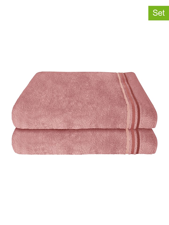 Schiesser Ręczniki prysznicowe (2 szt.) "Skyline" w kolorze jasnoróżowym rozmiar: 70x140 cm