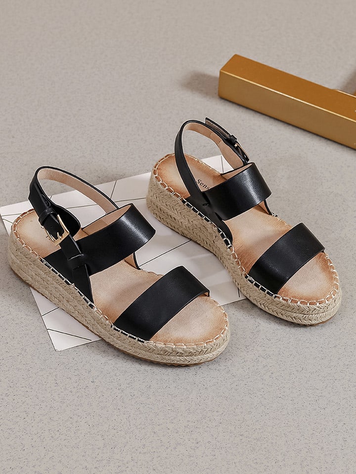 Sixth Sens Sandały w kolorze czarnym na koturnie rozmiar: 38