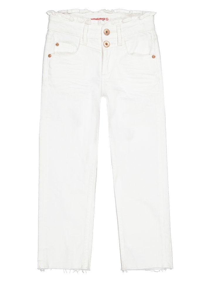 Vingino Dżinsy "Candy Ruffle" w kolorze białym rozmiar: 158