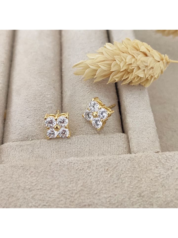 Miu Silver Pozłacane kolczyki-wkrętki z cyrkoniami rozmiar: onesize