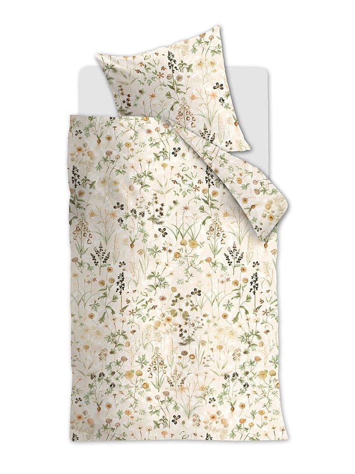 Beddinghouse Komplet pościeli satynowej "Olivia" w kolorze beżowo-zielonym rozmiar: 155x220 cm