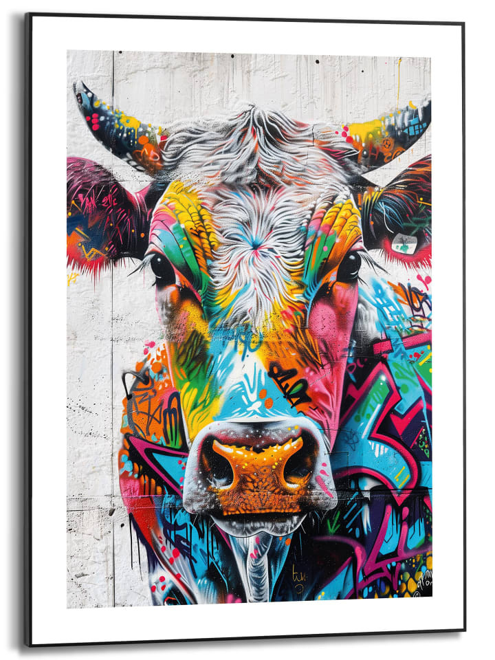 Orangewallz Druk artystyczny "Colour Cow" w ramce rozmiar: 50x70 cm