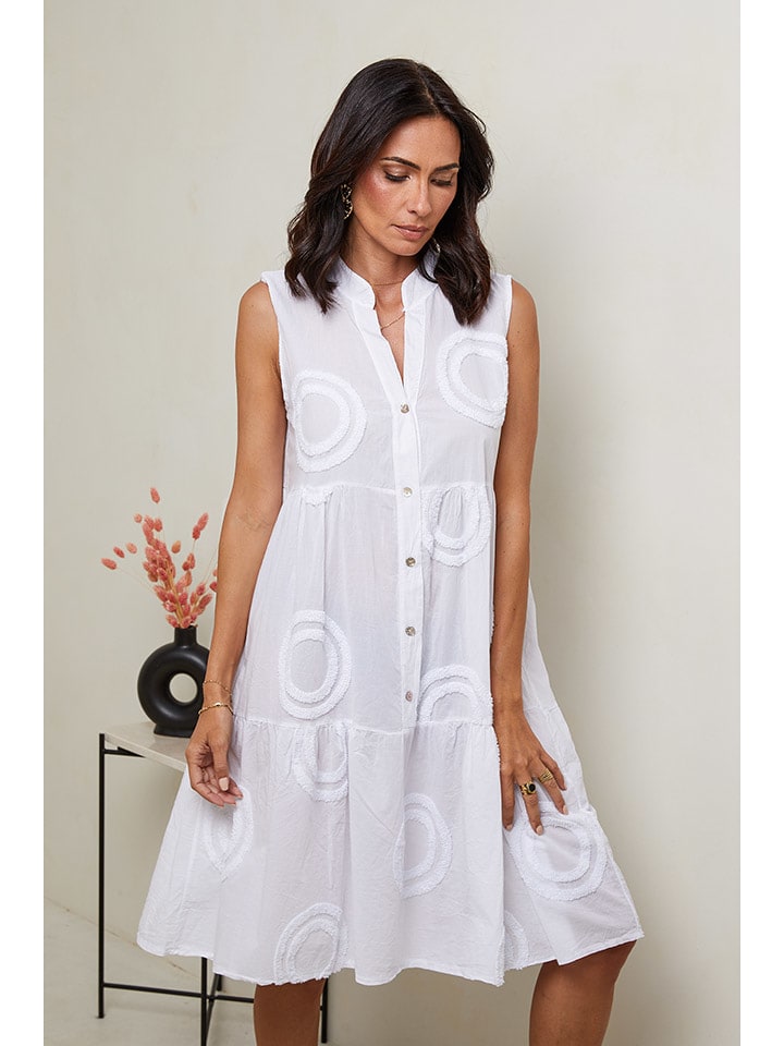 Le Monde du Lin Lniana sukienka w kolorze białym rozmiar: 40/42