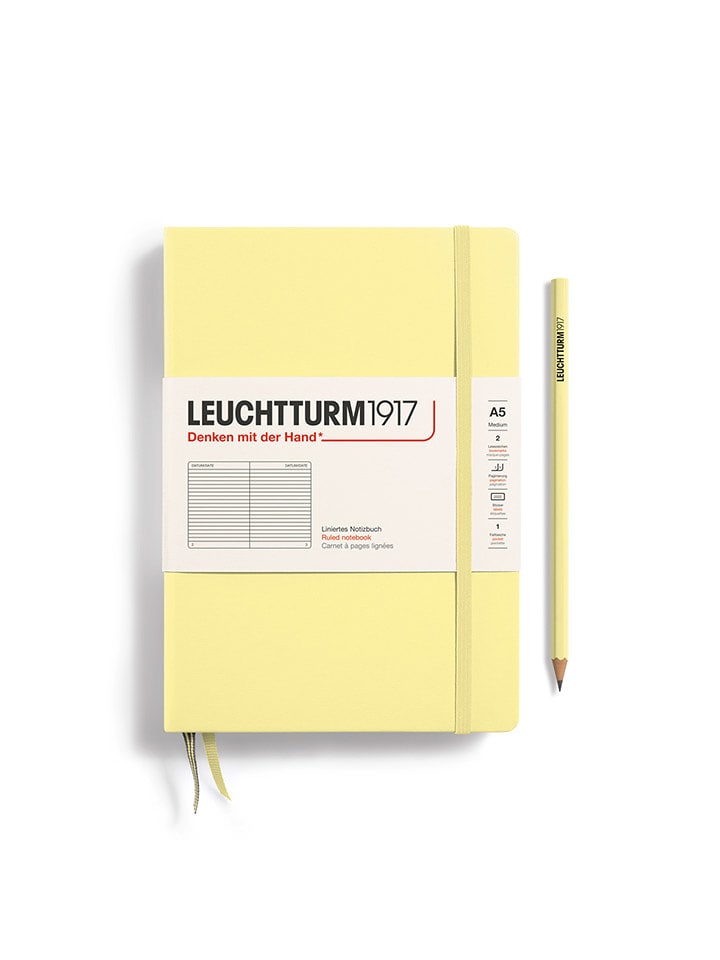 LEUCHTTURM1917 Notatnik w kolorze żółtym w linie - A5 rozmiar: onesize