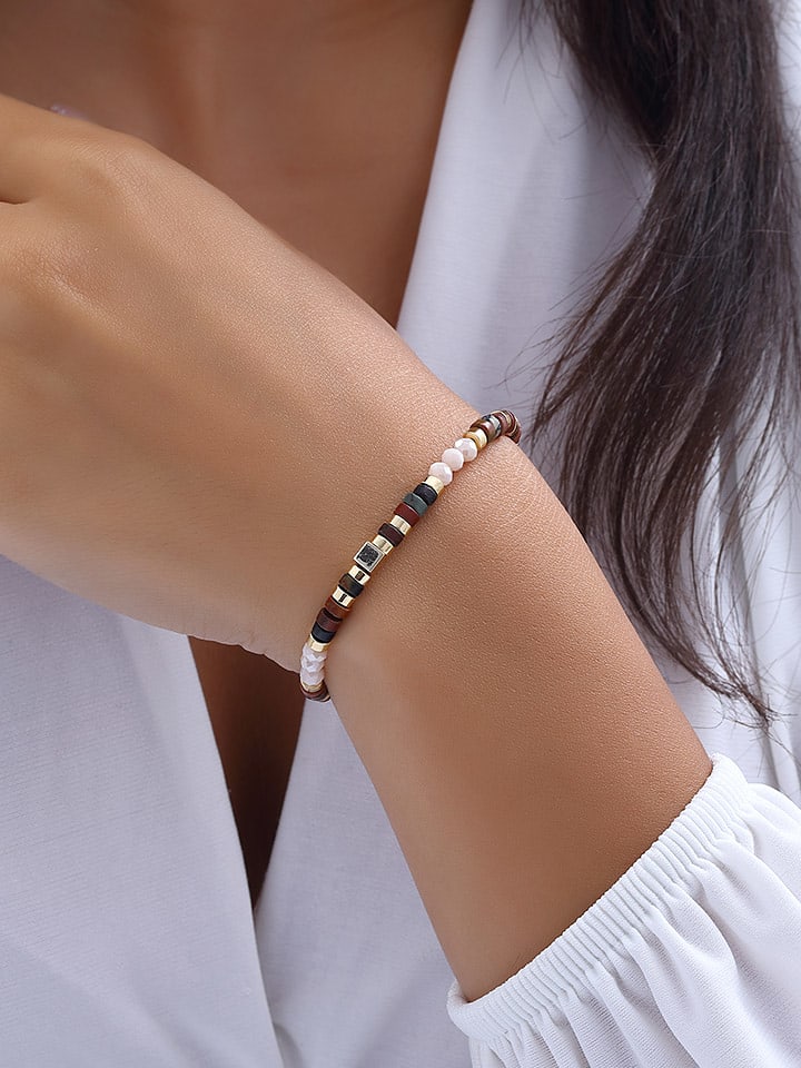 Nakkash Pozłacana bransoletka z syntetycznymi perłami rozmiar: onesize