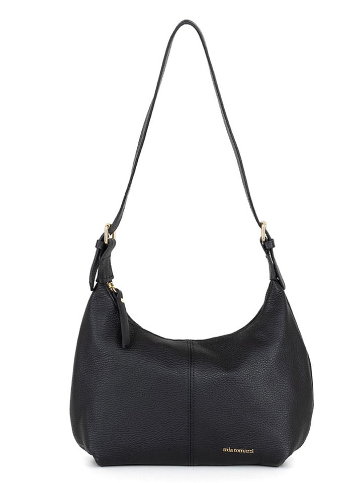 Mia Tomazzi Skórzana torebka "Ermanno" w kolorze czarnym - 31 x 19 x 12 cm rozmiar: onesize