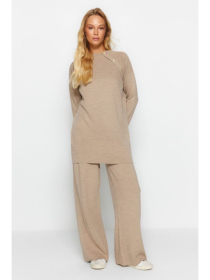 trendyol 2-częściowy zestaw w kolorze jasnobrązowym rozmiar: S