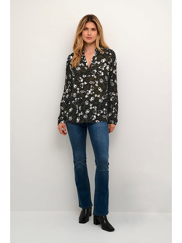 Kaffe Bluzka "Margit" w kolorze oliwkowo-czarnym rozmiar: 36