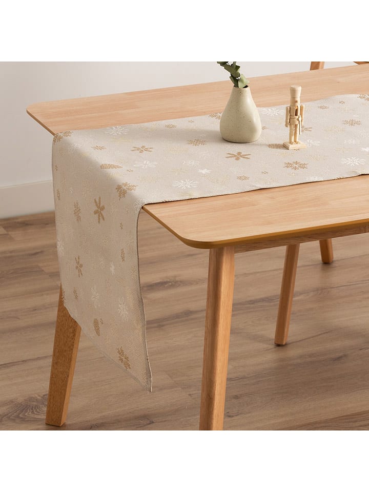 GAMUSI Bieżnik "Flake" w kolorze złoto-beżowym rozmiar: 45x135 cm