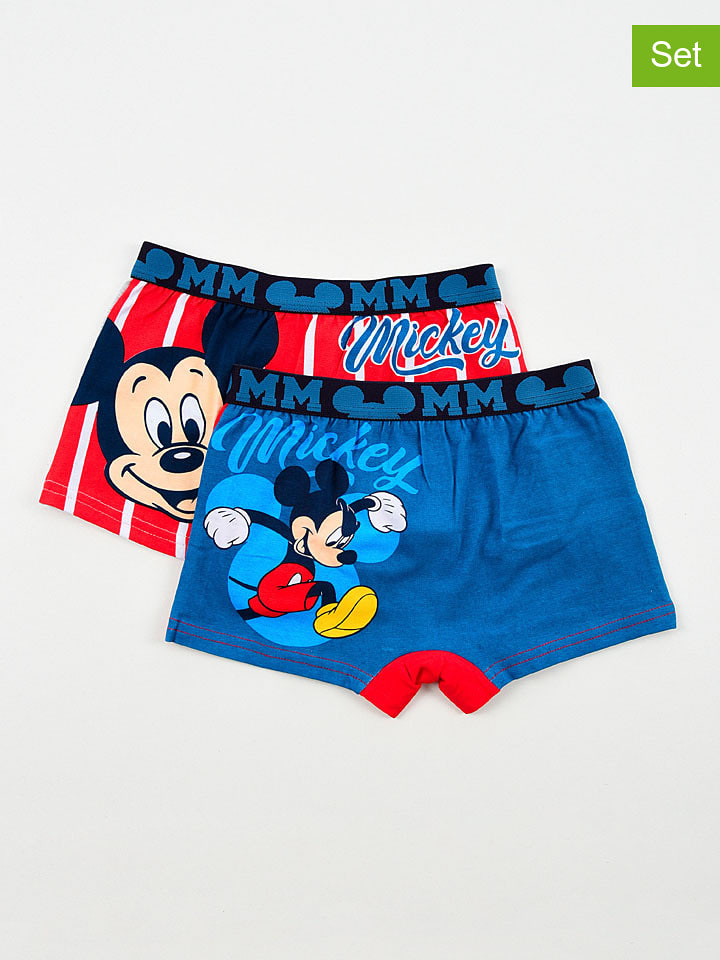 Disney Mickey Mouse Bokserki (2 pary) "Myszka Miki" w kolorze czerwono-niebieskim rozmiar: 104/110