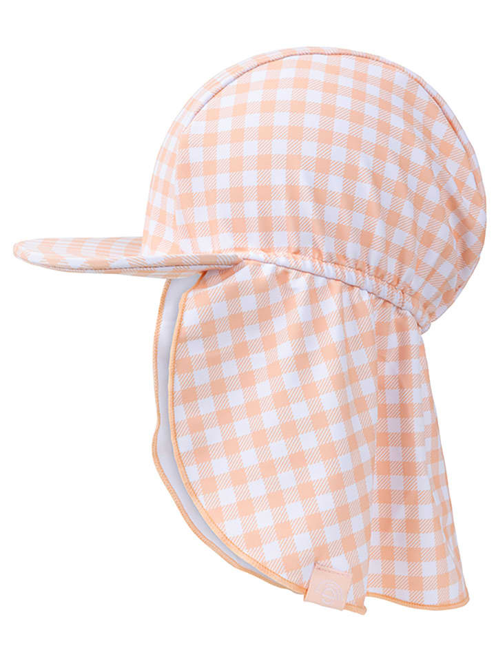 Swim Essentials Czapka "Sunset" w kolorze pomarańczowo-białym z ochroną karku rozmiar: 80-92