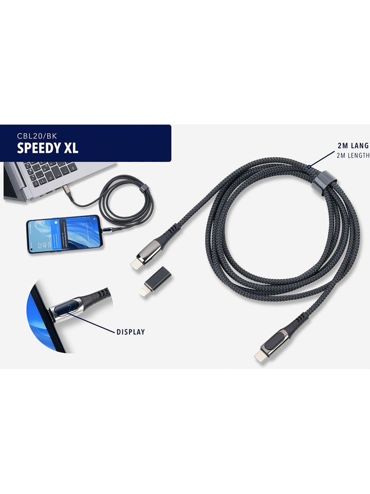 Troika Kabel USB-C w kolorze czarnym - dł. 200 cm rozmiar: onesize