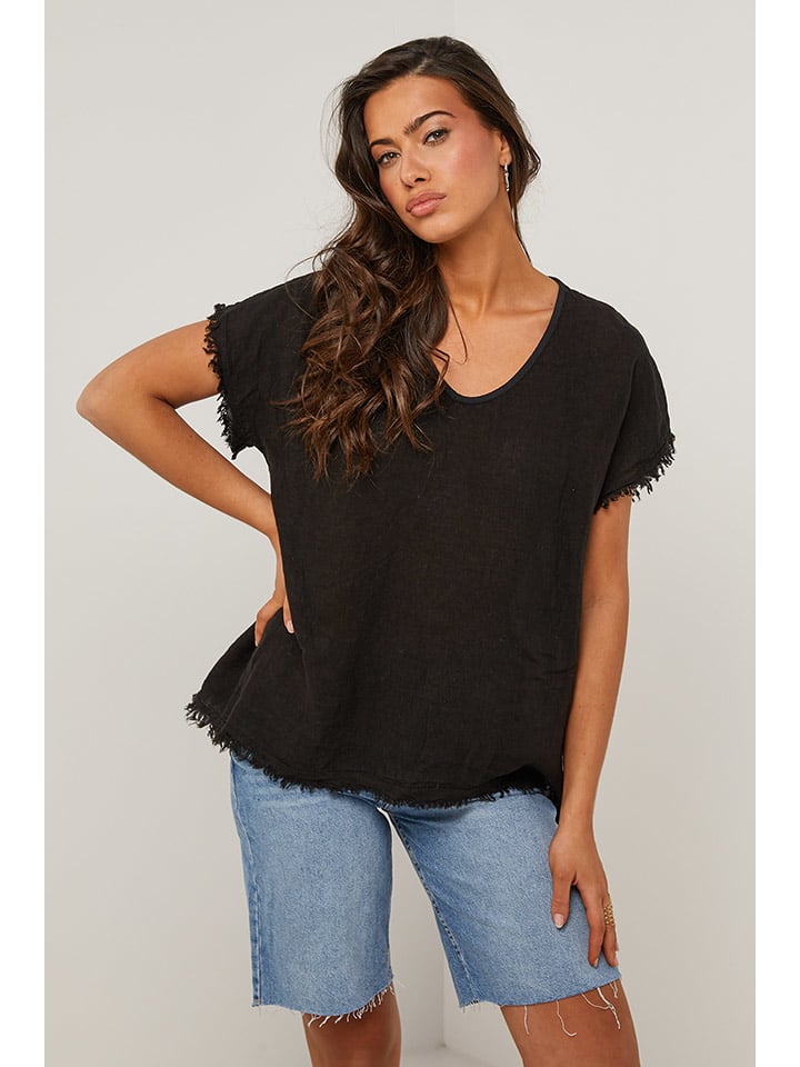 Le Monde du Lin Lniana bluzka w kolorze czarnym rozmiar: 40/42