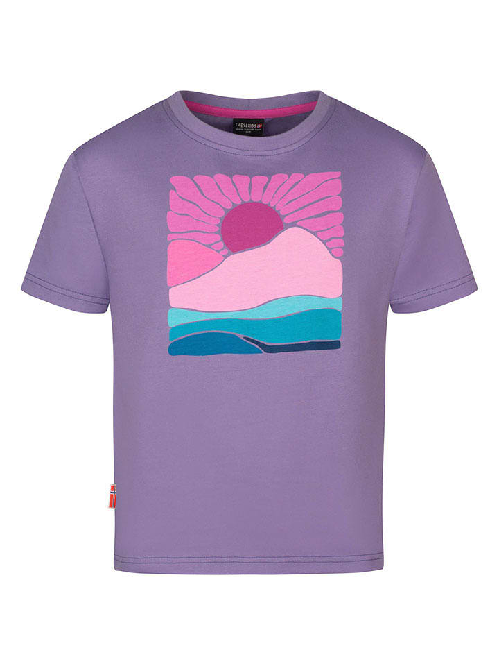 Trollkids Koszulka "Falketind T" w kolorze fioletowym rozmiar: 128