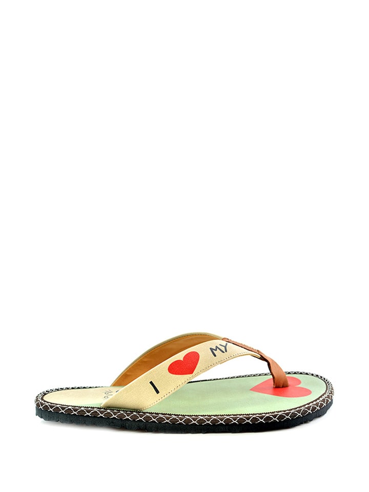 Calceo Japonki w kolorze beżowym ze wzorem rozmiar: 38