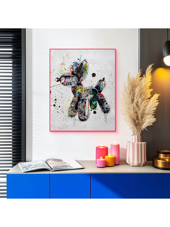 Orangewallz Druk artystyczny "Streetart Dog" w ramce rozmiar: 40x50 cm