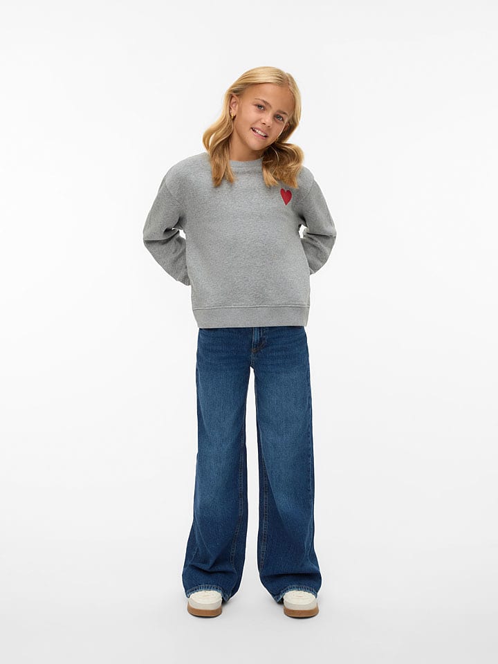 Vero Moda Girl Sweter "Malyheart" w kolorze szarym rozmiar: 158/164