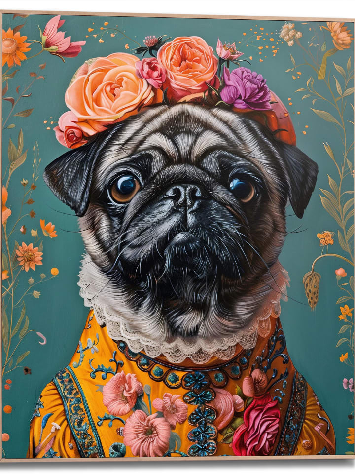 Orangewallz Druk artystyczny "Female Pug" w ramce rozmiar: 40x50 cm