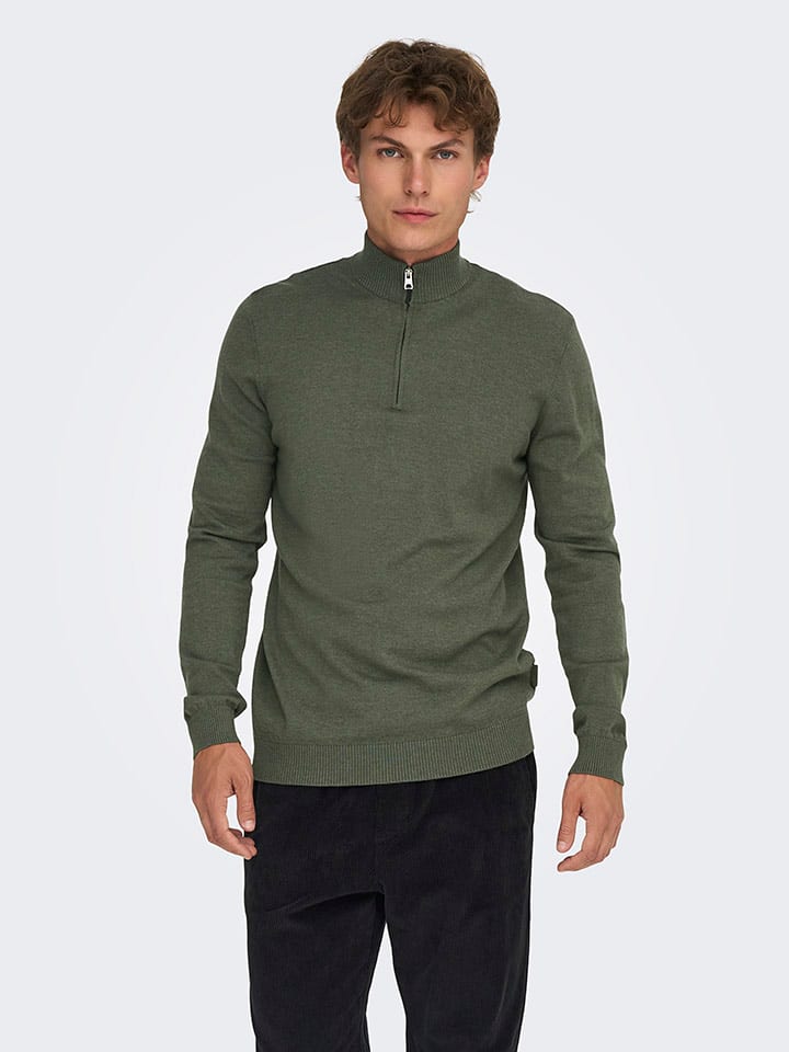ONLY & SONS Sweter "Loui" w kolorze khaki rozmiar: L