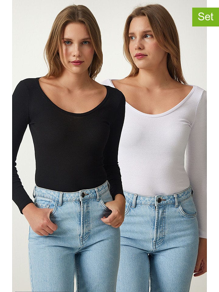 Happiness Istanbul Koszulki (2 szt.) w kolorze czarnym i białym rozmiar: S/M