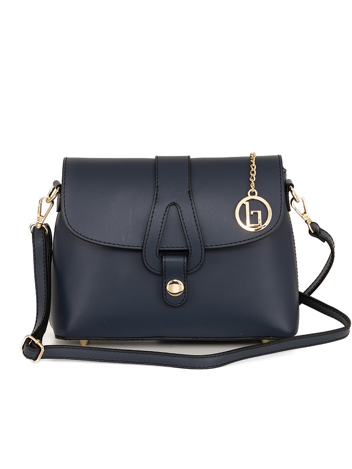 Lia Biassoni Skórzana torebka "Perotto" w kolorze granatowym - 25 x 19 x 9 cm rozmiar: onesize