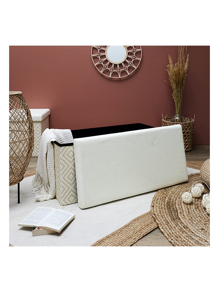 Ethnical Life Ławka w kolorze beżowo-kremowym ze schowkiem - 76 x 38 x 38 cm rozmiar: onesize