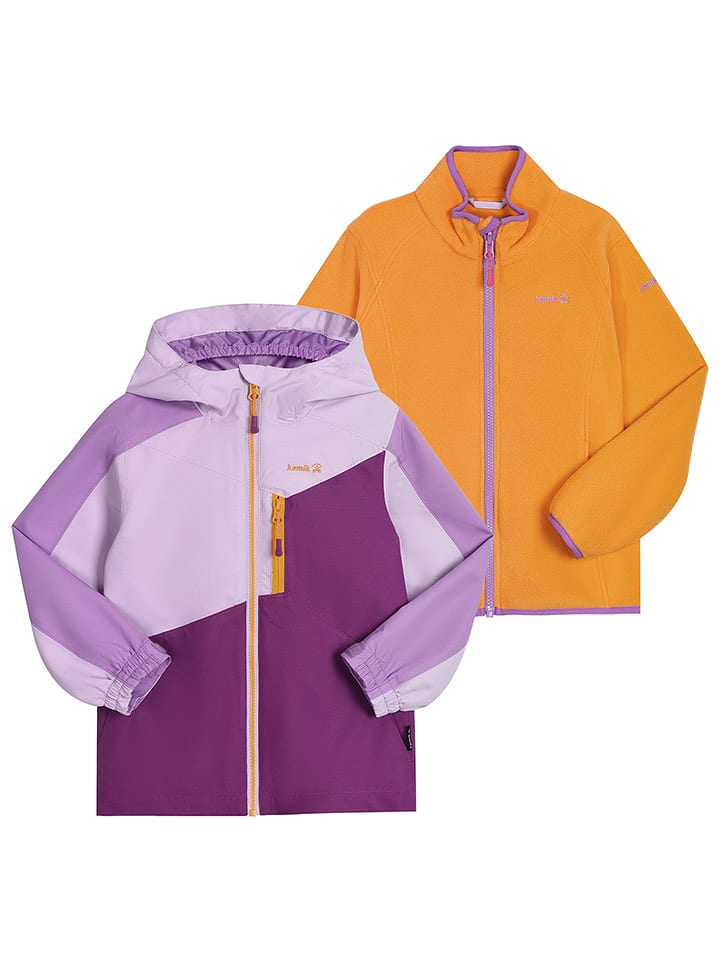 Kamik Kurtka przeciwdeszczowa 3w1 "Estella" w kolorze pomarańczowo-fioletowym rozmiar: 98