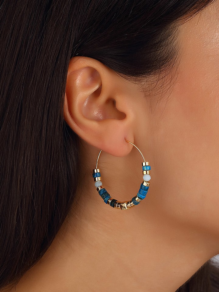 Nakkash Pozłacane kolczyki-kreole z kamieniem szlachetnym rozmiar: onesize