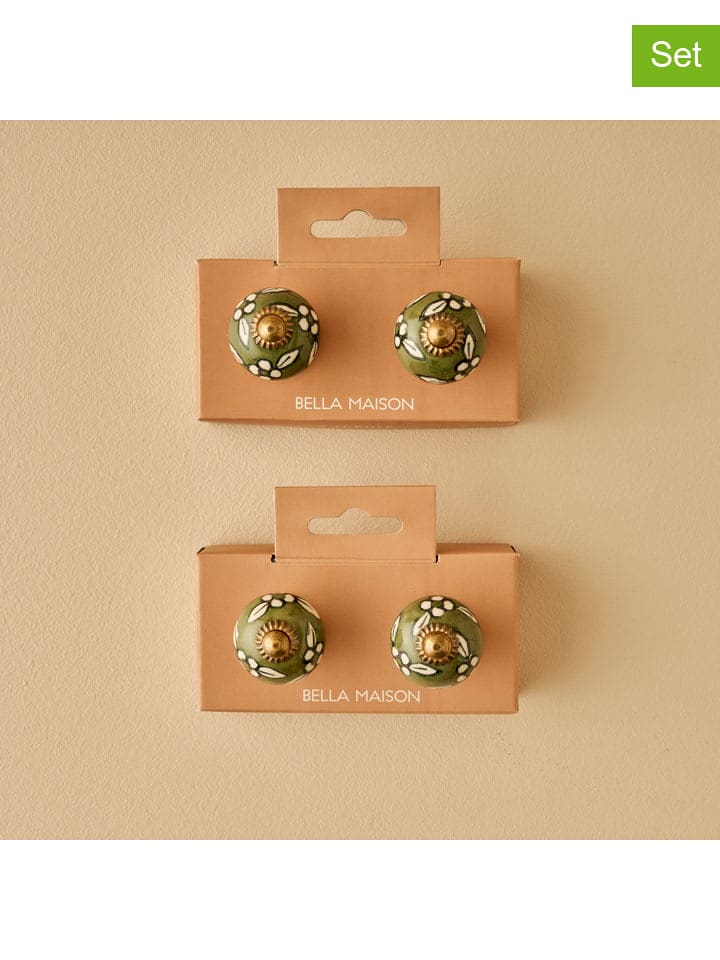 BELLA MAISON Gałki (2 szt.) "Milo" w kolorze zielonym do szafki - wys. 6,5 x Ø 3 cm rozmiar: onesize