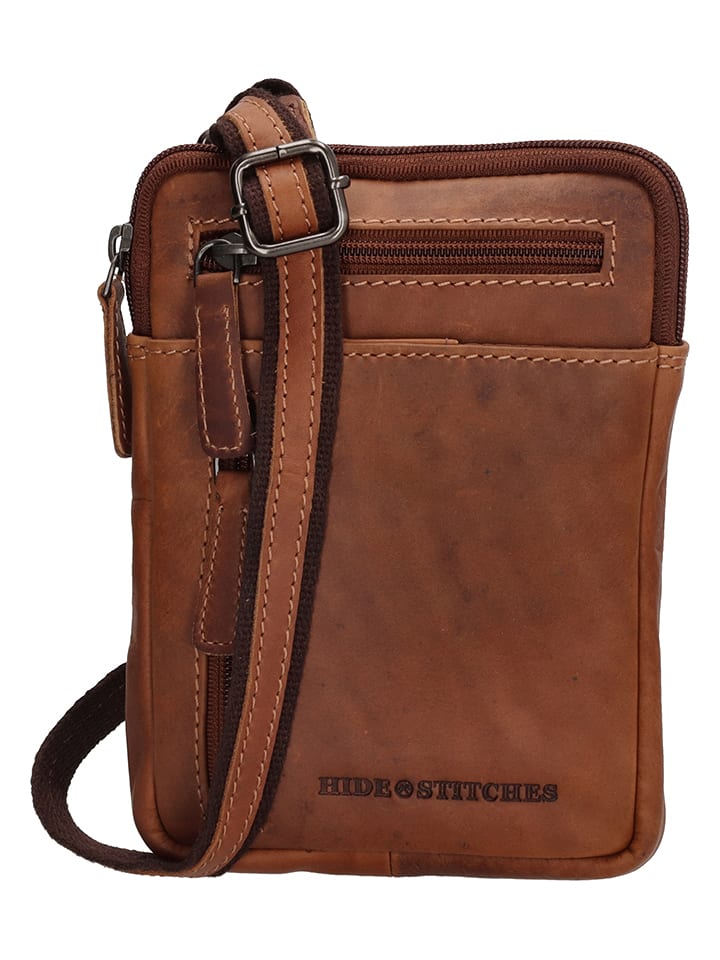 HIDE & STITCHES Skórzana torebka w kolorze jasnobrązowym - 13 x 18 x 4 cm rozmiar: onesize