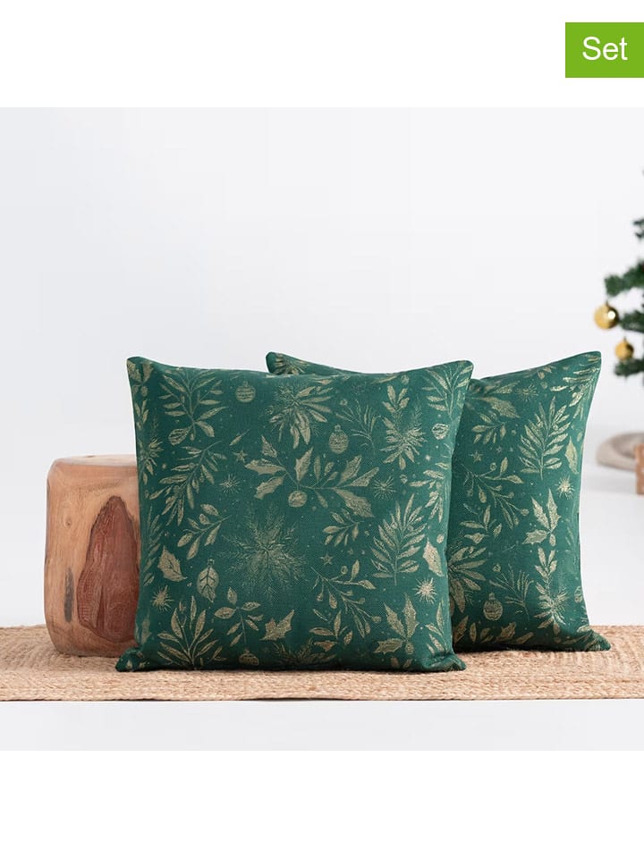 GAMUSI Poszewki (2 szt.) "Flenor" w kolorze zielonym na poduszkę rozmiar: 45x45 cm