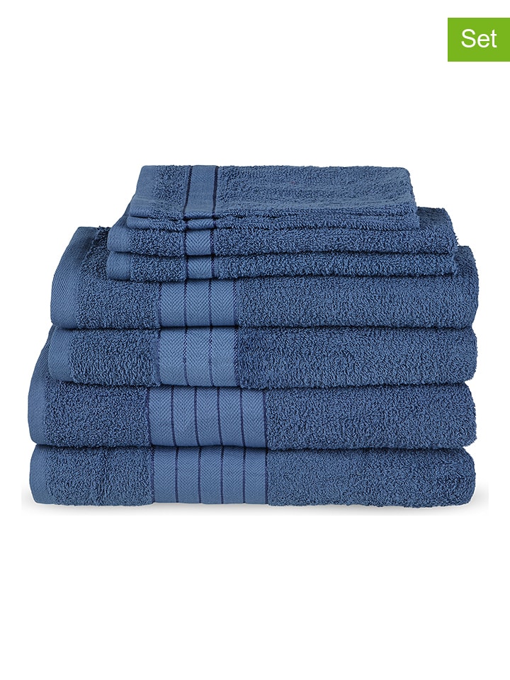 Good Morning 8-częściowy zestaw ręczników w kolorze niebieskim rozmiar: 16x22 cm