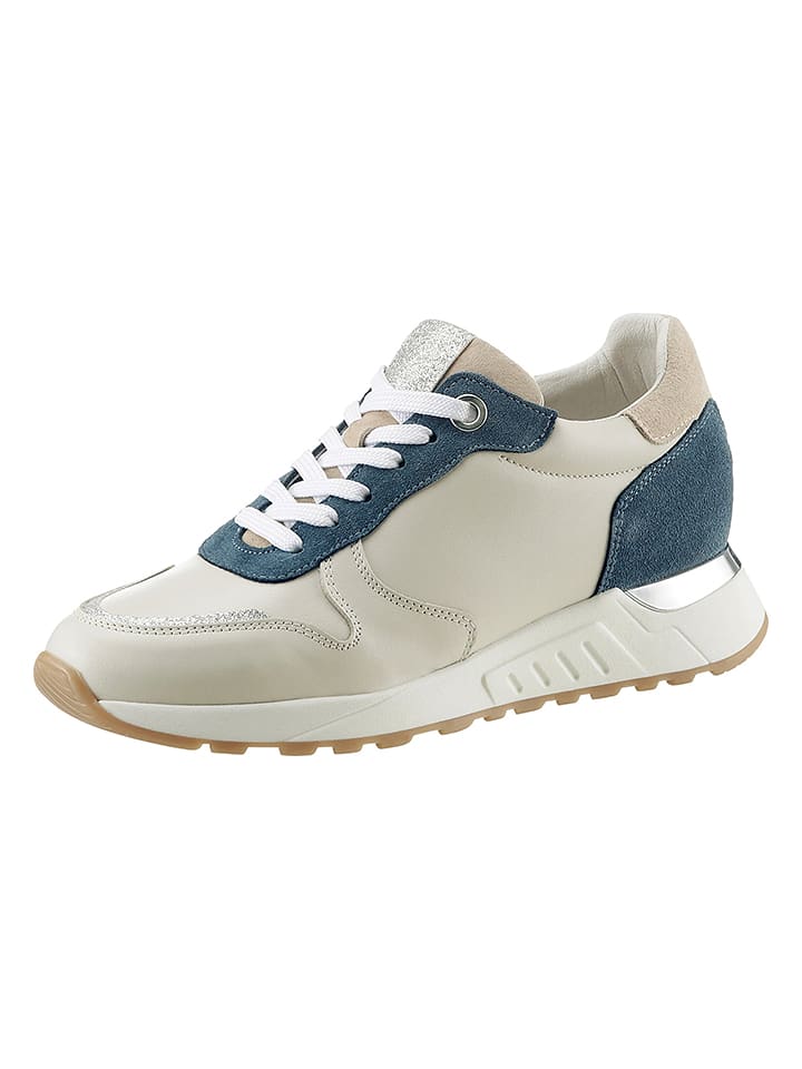 Heine Skórzane sneakersy w kolorze beżowo-granatowym rozmiar: 40