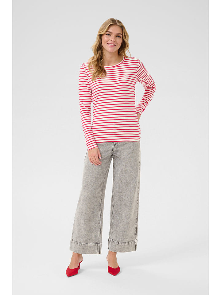 Kaffe Koszulka "Liddy" w kolorze różowo-białym rozmiar: M