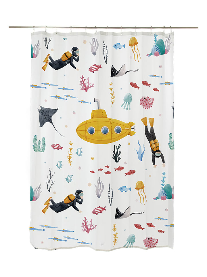 The Wild Hug Zasłona prysznicowa "Submarine" w kolorze białym ze wzorem - 200 x 180 cm rozmiar: onesize