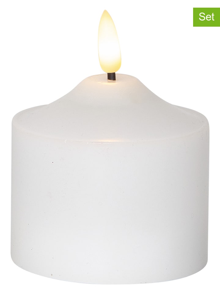 STAR Trading Świece LED (2 szt.) "Flamme" w kolorze białym - wys. 9,5 x Ø 7,5 cm rozmiar: onesize