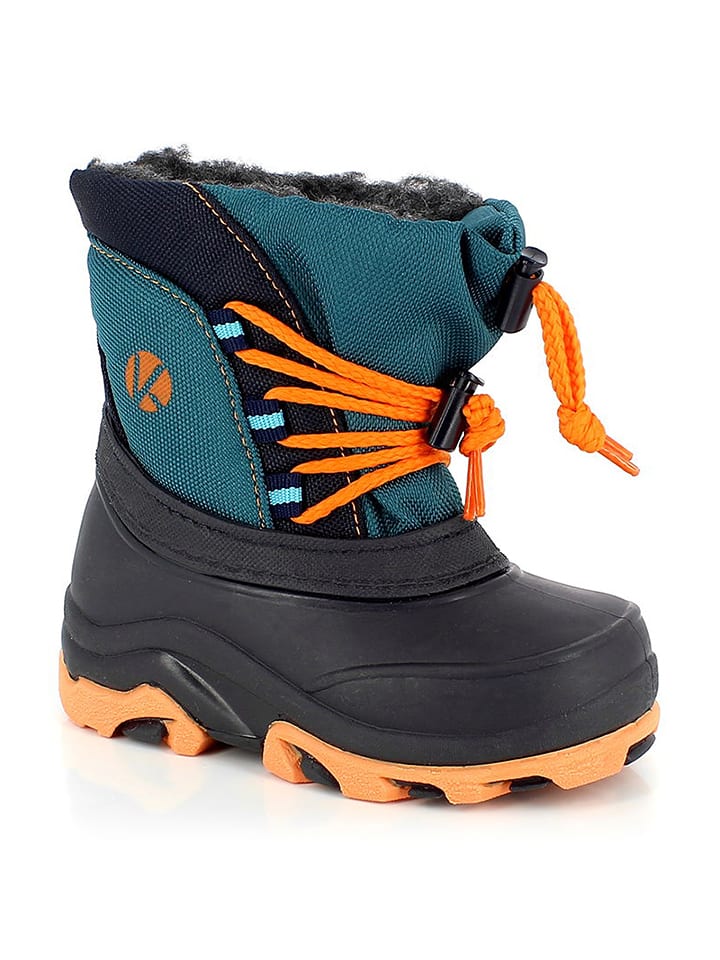 Kimberfeel Kozaki zimowe "Tyfen" w kolorze czarno-turkusowo-pomarańczowym rozmiar: 22/23