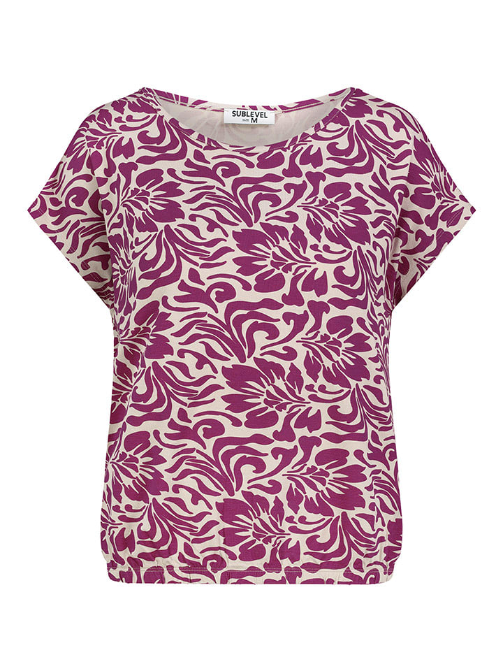 Sublevel Koszulka w kolorze fioletowo-kremowym rozmiar: L