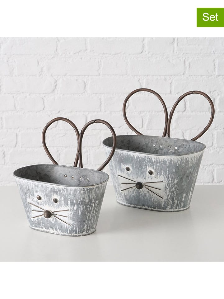 Boltze Doniczki (2 szt.) "Lemmy" w kolorze szarym rozmiar: onesize