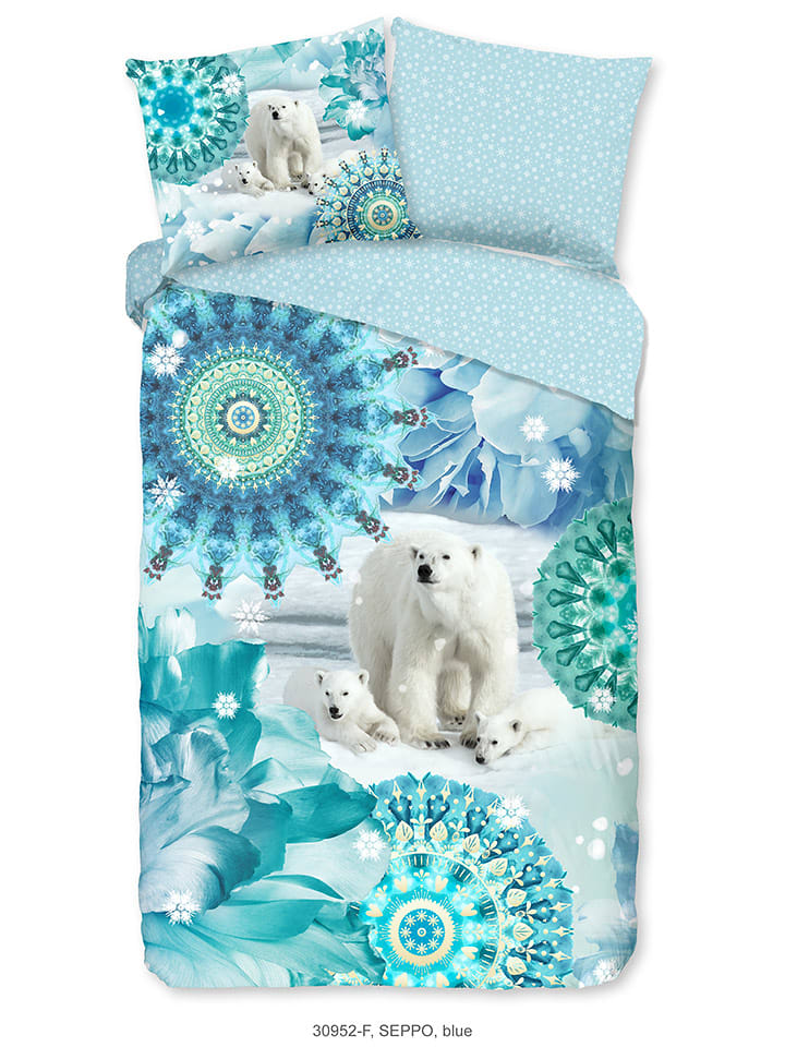 Hip Komplet pościeli flanelowej "Seppo" w kolorze błękitnym rozmiar: 200x220 cm