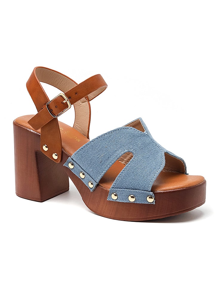 Sixth Sens Sandały w kolorze błękitno-jasnobrązowym rozmiar: 39