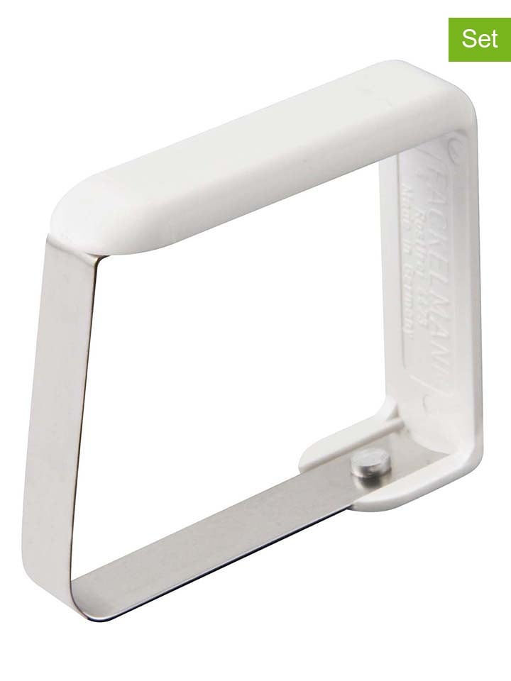 Fackelmann Klamry (8 szt.) w kolorze białym do obrusów - 4,5 x 1,5 cm rozmiar: onesize