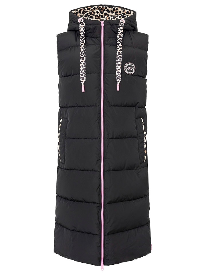 Zwillingsherz Kamizelka pikowana "Wild Hearts" w kolorze czarnym rozmiar: XL