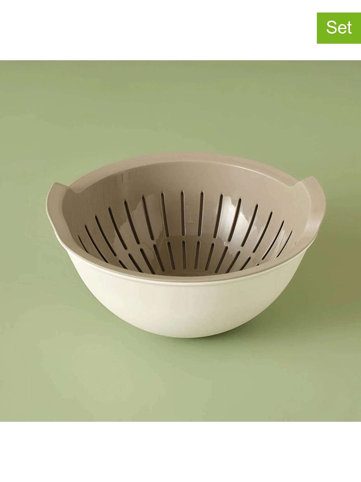 Violeta Home 2-częściowy zestaw w kolorze szaro-białym - wys. 11 x Ø 25,5 cm rozmiar: onesize