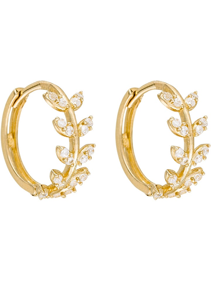 OR ÉCLAT Złote kolczyki-kreole "Feuillette" z cyrkoniami rozmiar: onesize