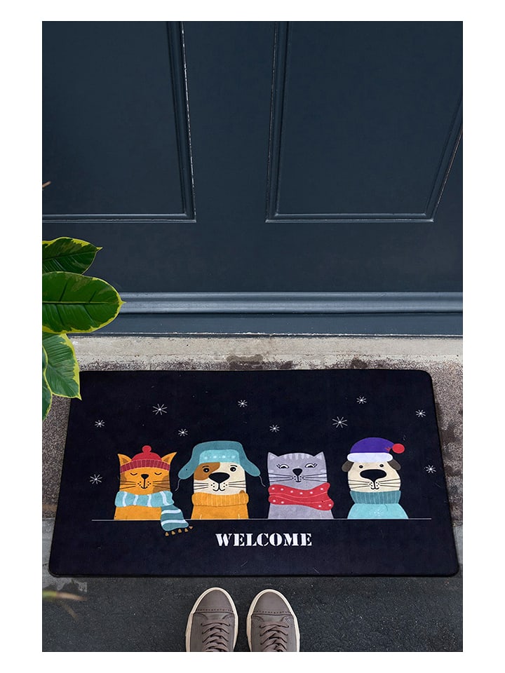 ABERTO DESIGN Wycieraczka w kolorze granatowym rozmiar: 40x60 cm