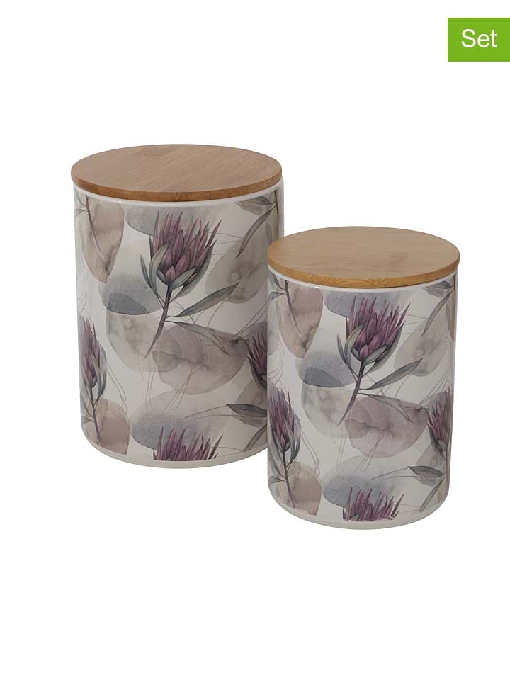 Boltze Pojemniki (2 szt.) "Protea" ze wzorem rozmiar: onesize