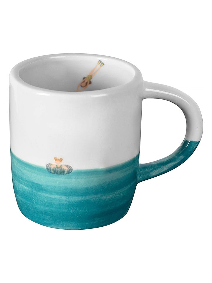 Folkifreckles Kubek "Splash" w kolorze biało-turkusowym - 300 ml rozmiar: onesize